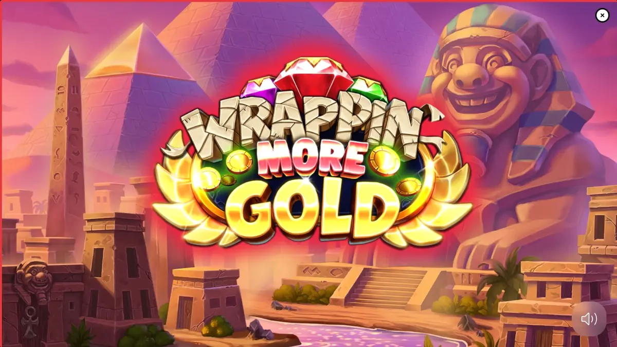 Wrappin’ More Gold slot game interface featuring a friendly mummy and Egyptian treasures
